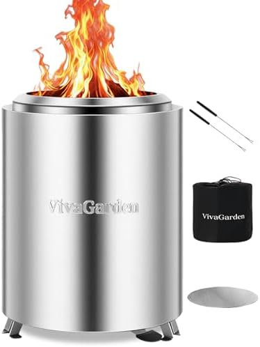 Portable Tabletop Fire Pit, VivaGarden Smokeless Table Top Fire P...