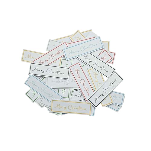 50 x Merry Christmas Card Toppers Mixed Colours Scrapbooking and Card Making Embellishments Kits Supplies