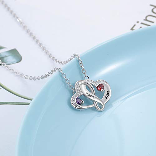 Birthstone Necklace for Women with birthstones Personalized Custom Necklace – Solid 925 Silver Engraved Pendant for Mom, Mother, Wife, Friend, Sister Grandma Anniversary Mothers Jewelry4