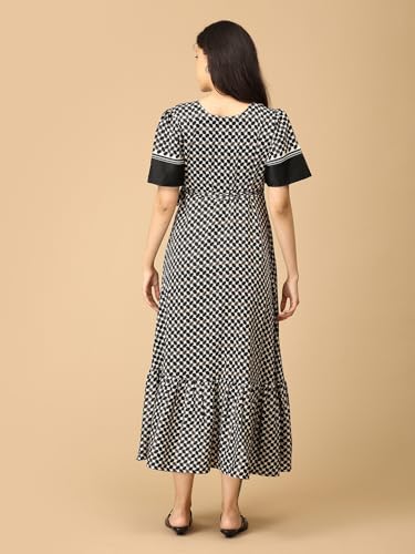 Image of The Mom Store Maternity and Nursing Wrap Dress for New Mom | Pre and Post Pregnancy Wear for Womens | Trendy Stylish Printed Friendly Dresses for Women | Comfortable