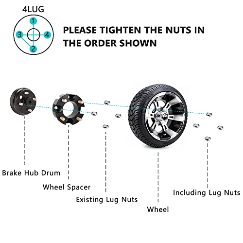 10L0L 2 Inch Golf Cart Wheel Spacers Kit With Lug Nuts Fits For Club Car Ezgo Yamaha, 4X72Mm Bolt Pattern, 68Mm Hub Bore, 1/2-20 Studs (4 Pack) #TOP2