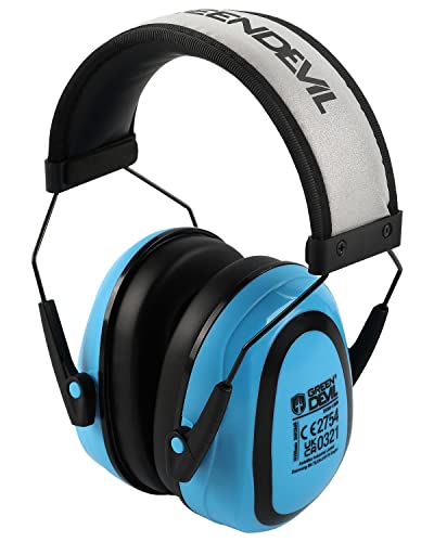 GREEN DEVIL Kapselgehörschutz Gehörschutz Ohrenschützer Lärmschutz SNR 26dB Verstellbar Komfortabel Passiver Gehoerschutz für Erwachsene CE EN 352-1 mit Hohe Sichtbarkeit Weich Gepolstertem Stirnband Cover