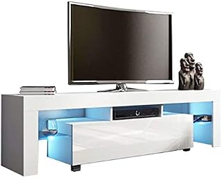 Modern Minimalist TV Stand with High Gloss LED Lights, Large TV Cabinet