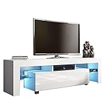 KimBird Modern Minimalist TV Cabinet, Entertainment TV Stands Center, High-Gloss LED Lights Wooden Studio Collection Universal Television Media Console, Luxury Large TV Stand Shelves US Stock