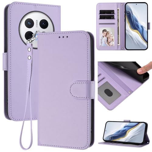 Compatible with Huawei Mate 70 Pro Case Cover,Compatible with Huawei Mate 70 Pro Plus Phone Case,Solid Color flip Shockproof Case Cover Purple