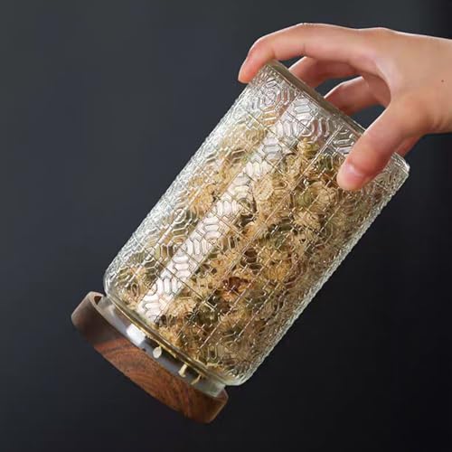 Image of Vintage Glass Jars with Wooden Lids, 34 oz Airtight Glass Food Storage Containers Sets for the Kitchen, Sugar Candy Coffee Cookie Tea Spice Pasta