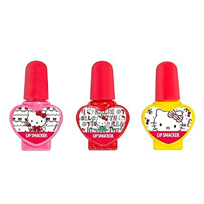 Lip Smacker Nail Polish, 3 Moisturizing, Smoothing Soft Shine, Hydrating & Protecting Fun Flavors, Cruelty-Free & Vegan - Holiday Hello Kitty
