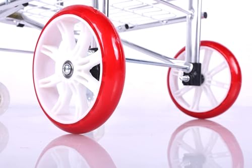 Image of Folding Stair Climbing Shopping Cart Trolley Home 4 Wheels Stair Climber Gift Wheel Roller Foldable Stainless Steel Travel Trolley Handheld Market (4 Wheel Shopping Trolley)