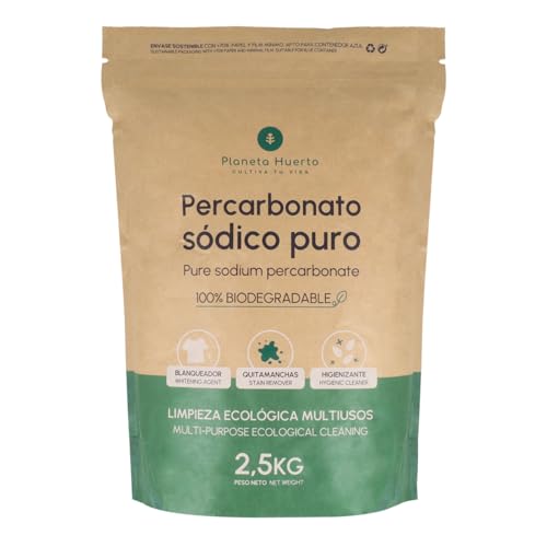 PLANETA HUERTO | Percarbonato Sódico Ecológico 2,5 kg – Percarbonato Blanqueador, quitamanchas e higienizante natural, limpieza sostenible para ropa blanca, superficies y hogar sin tóxicos