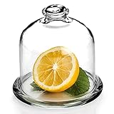Glass Lemon Dish with Lid, Small Avocado Saver and Lemon Keeper, Clear Glass Bell Jar Dome with...