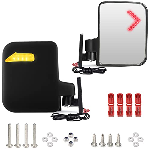 Universal Golf Cart Side Mirrors Rear View Mirror with Turn Signal Light for Club Car,EZGO and Yamaha Golf Carts