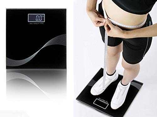 Clefairy Electronic Thick Tempered Glass and LCD Display Square Digital Personal Bathroom Health Body Weight Weighing Scale (Black)/-image-8