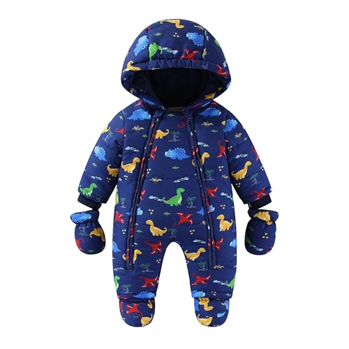 JiAmy Baby Snowsuit Baby Boys Girls Winter Hooded Clothes with Gloves Booties Toddler Cotton Jumpsuit