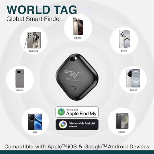 Image of Wayona Item Finder Compatible with Apple Find My and Android Find Hub, Dual System Global Baggage Tracker, Bluetooth GPS, MFi Certified, No Sim Card for Keys,Wallets (Pack of 1)