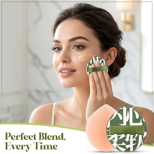 Image of GLUN Makeup Powder Puff Pack of 4, Ultra Soft Beauty Blender Sponges, Skin-Friendly Makeup Puff with Travel Storage, Smooth Application for Foundation, Powder & Concealer