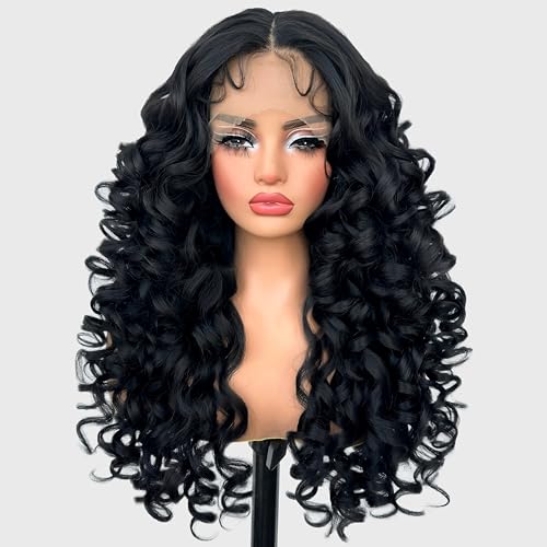 SOKU Long Curly Wig, Glueless Lace Front Wigs for Black Women 22 Inch...