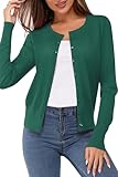 Newshows Women's 2025 Lightweight Tops Button Down Long Sleeve Casual Crew Neck Soft Knit Fall Cardigan Sweater(Green,Large)