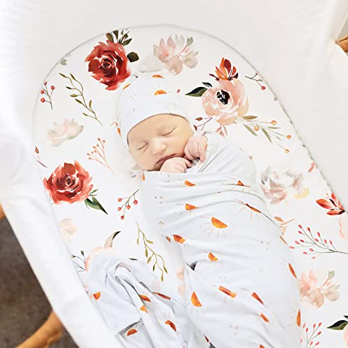 Image of GRSSDER Stretchy Ultra Soft Fitted Bassinet Sheet Set 3 Pack, Universal Fit for Bassinets Baby Cradle Moses Basket Oval Rectangle Mattress,