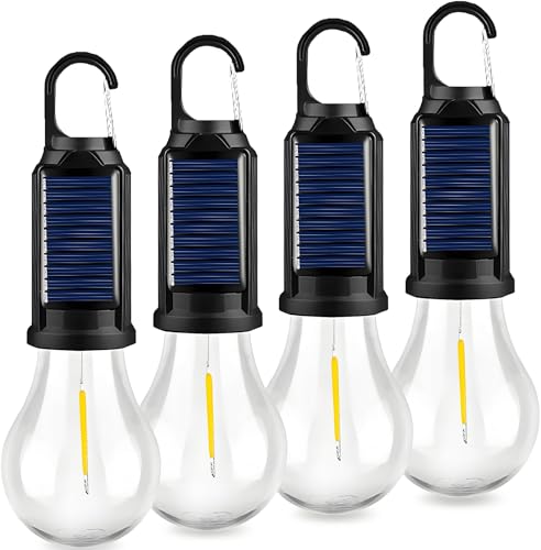MVIOCS 4-Pack Solar Camping Lantern, Portable LED Solar USB Rechargeable