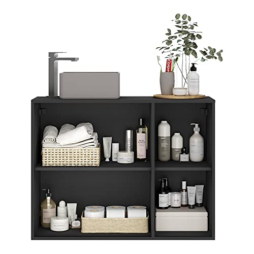 Gabinete Banheiro 3 Portas Suspenso 90cm Multimóveis Mp5029 Preto