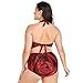 Oyihfvs Fresh Red Rose Bud, The Petals of Red Roses with Water Women's Plus Size 2 PC Bikini Set, High Waisted Tummy Control Vest Bikini Set, Soft Stretchy Tank Top Padded Swimwear (Large)