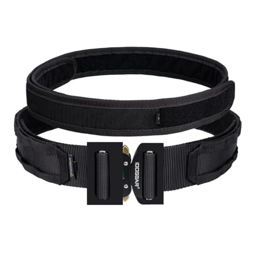IDOGEAR Ceinture tactique militaire pour homme Système de ceinture MOLLE robuste 4,4 cm intérieur et extérieur 5,1 cm boucle en métal, Noir , Medium(34"-38")