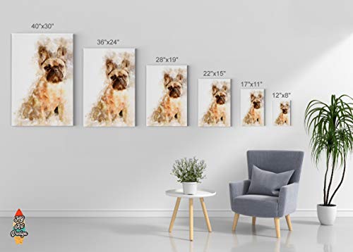 French Bulldog Canvas Print Watercolor Paint White Background Canvas Wall Art Animal Wall Art Home Decor Ready To Hang- Made In Usa- 12X8 Inches #TOP4