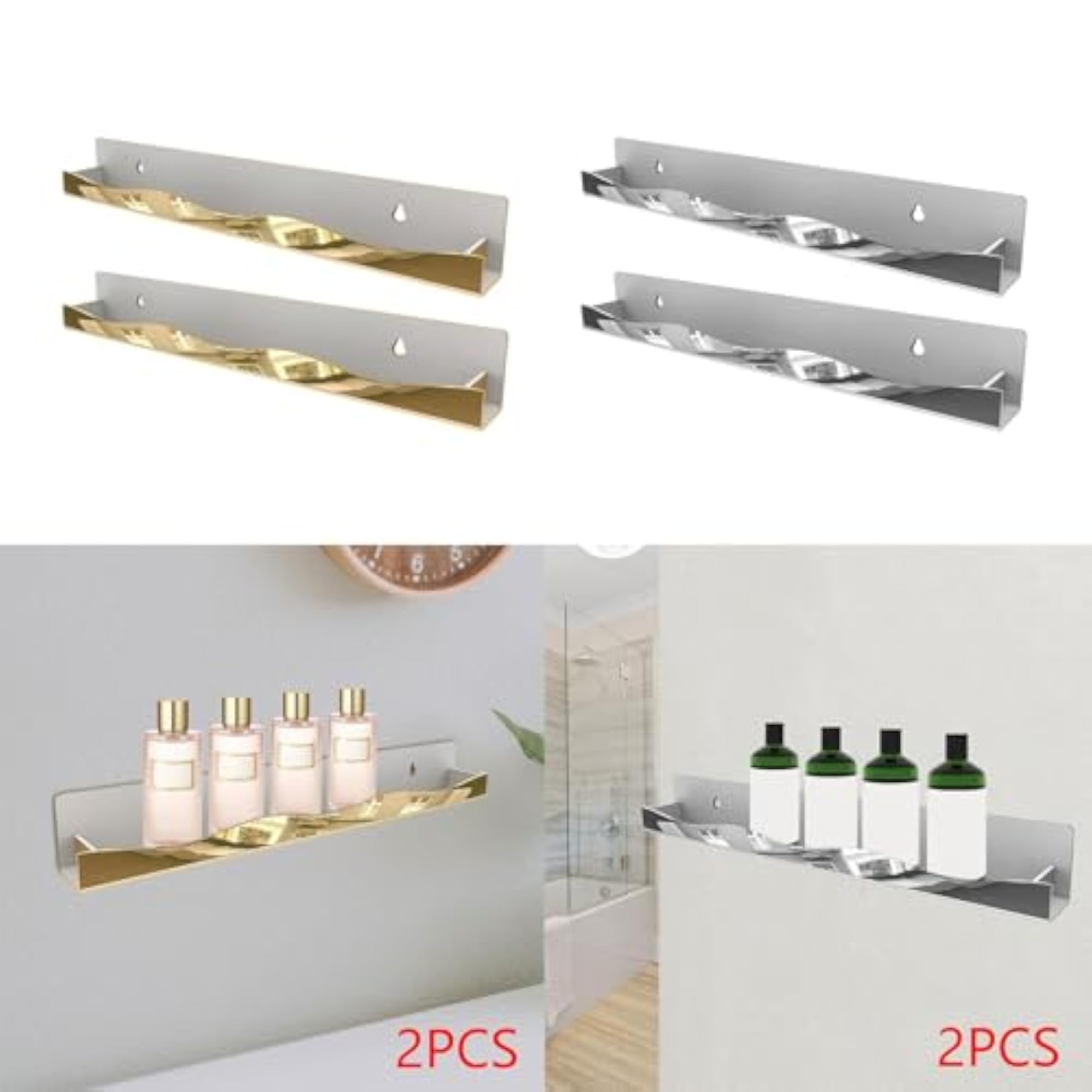 Nail Polish Wall Rack Holder for Beauty Salons, Gold