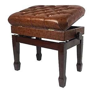 XIXIDIAN Piano-bank,kruk verstelbare hoogte lederen gewatteerde houten toetsenbordzitje met muziekopslag (Color : Brown)