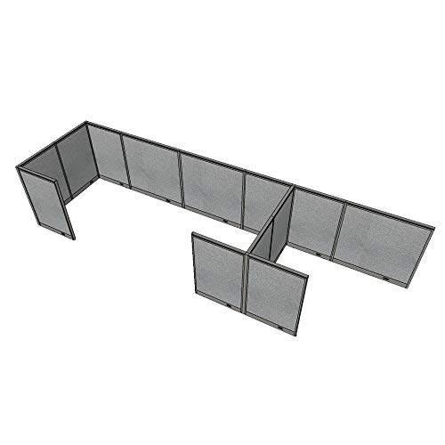 GOF 3 Person Workstation Cubicle (5\'D x 18\'W x 4\'H) / Office Partition, Room Divider (48\" H Cubicle with Desk, Artisan Grey)