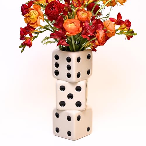 Reimagine Discovery Vase Triple dé (Corps Blanc + Pois Noirs)