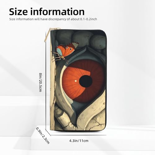 Wallet Women - Retro Red Butterfly Eye Print Leather Wallet for Women with Zipper, Cute Bifold Long Ladies Wallets2
