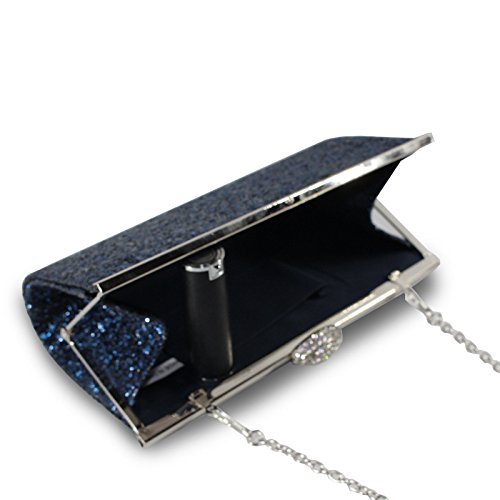 Missfiona Sparkly Glitter Formal Clutch Purse Wedding Party Evening Bag for Women(Navy)
