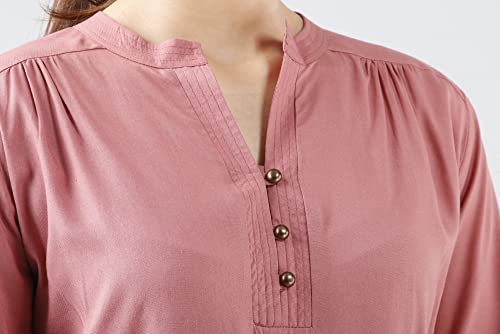 Image of Himanshi Enterprises Women's 3 /4 Sleeves Mandarin Nack Rayon Casual Solid Short Kurti