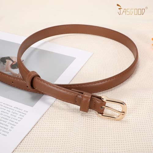 JASGOOD Womens Thin Leather Belt for Jeans Pants Fashion Skinny Faux Leather Belt for Dresses3