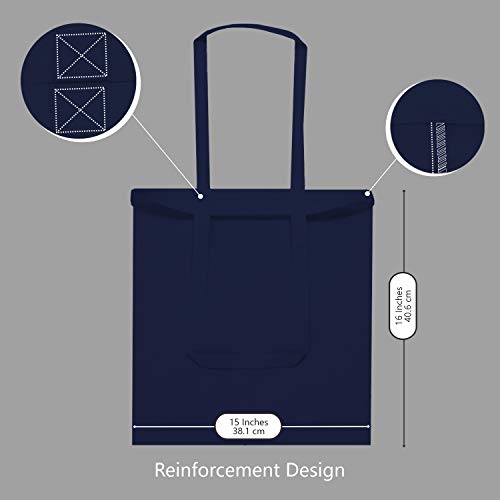 Image of TOPDesign 12-Pack Economical 16 inchx15 inch Navy Blue Cotton Tote Bag, Lightweight Medium Reusable Grocery Shopping Cloth Bags, Suitable for DIY, Advertising, Promotion, Gift, Activity