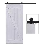 Rail Porte Coulissante 250cm/8.2ft Noir, CCJH Kit Rail Coulissant Armoire Placard, Convient à 1 Porte Large de 125 cm [T Shape Hanger]