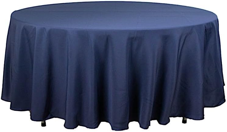 Manteles redondos de tela prémium de 108 pulgadas, color azul marino, para bodas, fiestas, recepción, banquetes, eventos, cocina y comedor
