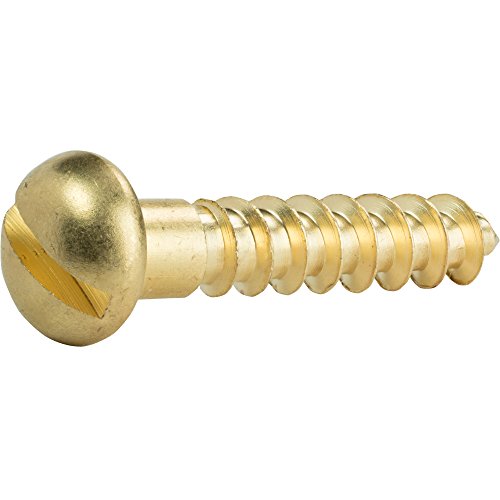 Fastenere #2 Tornillos para Madera Cabeza Redonda Ranurada Latón macizo Paquete de 100 miniatura 6