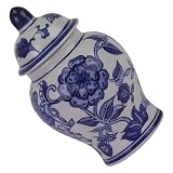 Blau Weiß Porzellan Ginger Jar, Jingdezhen Keramik, Blumen- und Vogel-Chinoiserie-Aufbewahrungsgefäß, klassische Generalform mit fröhlichem Elster-Motiv, Akzent für Flur und Wohnraumdeko