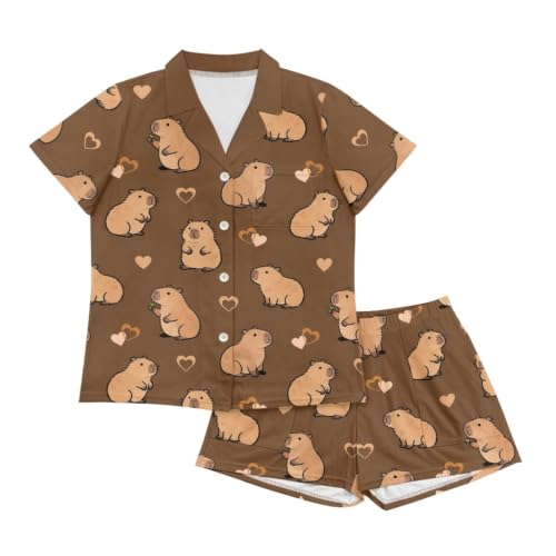 Image of Women's Short Sleeve Sleepwear Pajamas Nightwear with Pockets