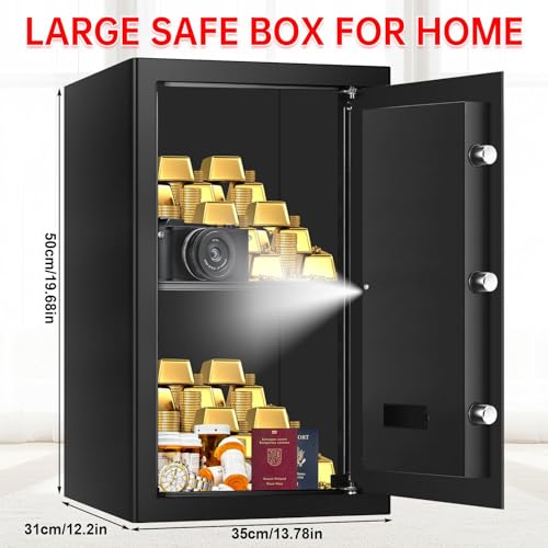 3.4 Cuft Large Safes for Home Use Fire and Water Proof, Anti-Theft Digital Security Safe Box With Programmable Keypad & Spare Keys, Home Safes Water and Fireproof for Documents Money Valuables by Aprxuvot - Image 3