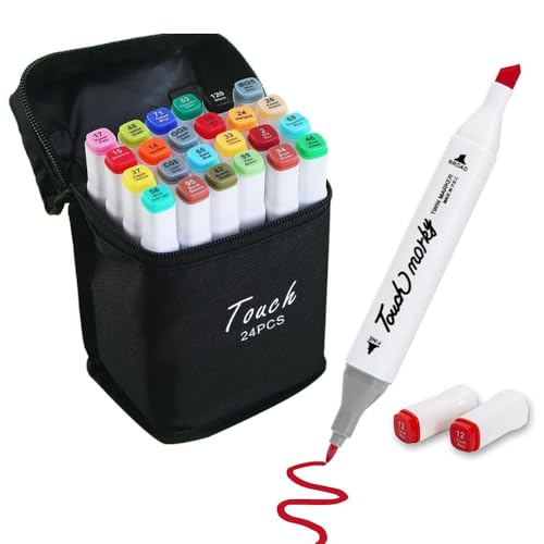 Canetinhas Coloridas Ponta Dupla 24 Cores Caneta Marcadora - Marcador Profissional Com Estojo MULTINIXIA