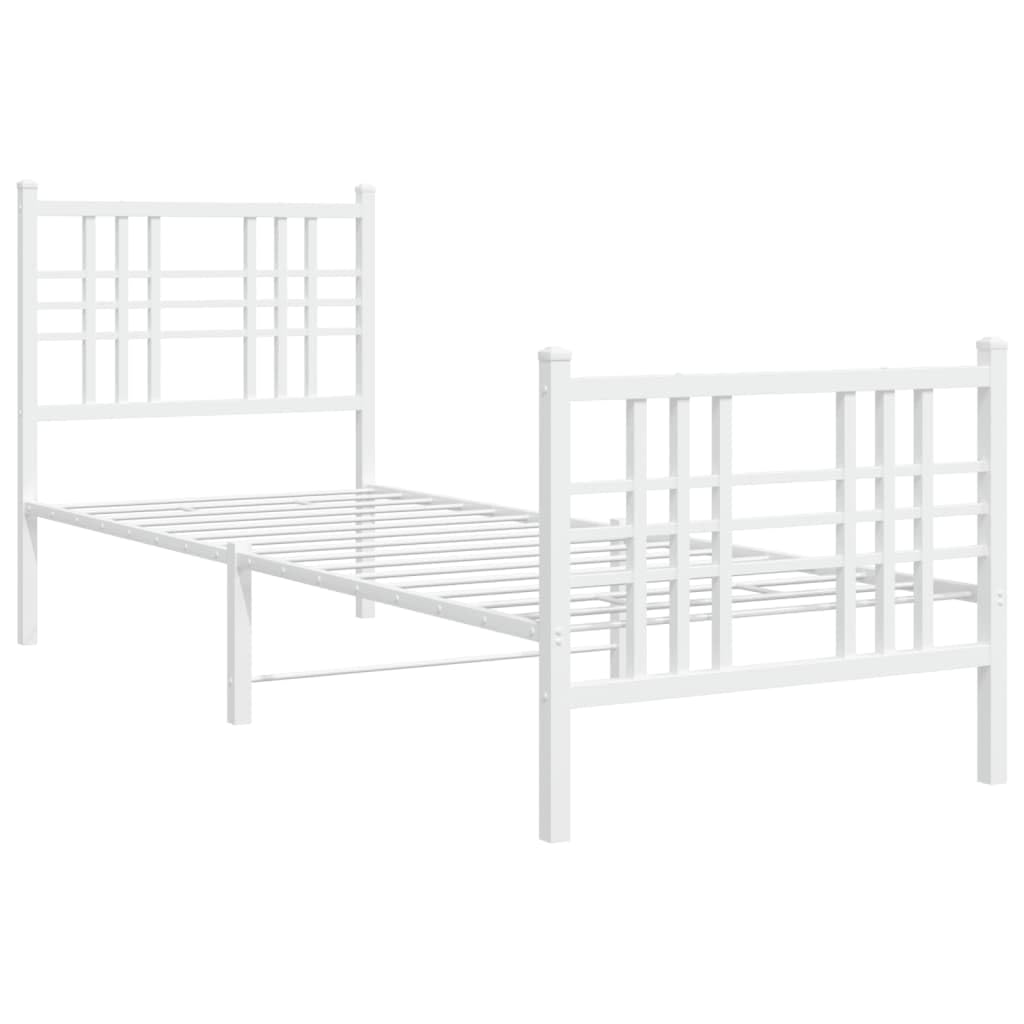 Vidaxl (White, 80X200 Cm/With Headboard & Footboard) Metal Bed Frame With Headboard Home Bed Base Bedstead Black 100X200 Cm