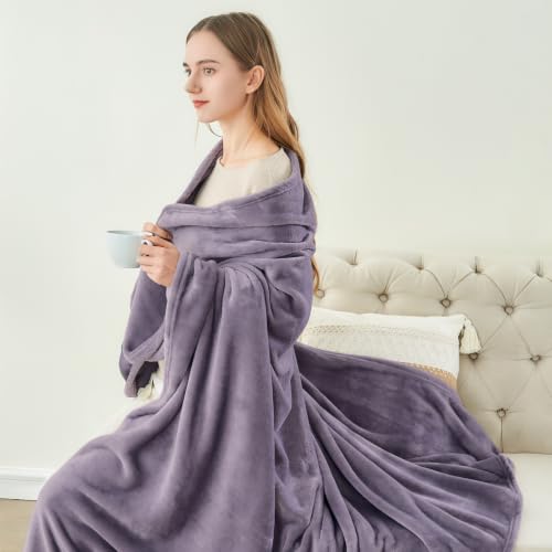 Image of BEDELITE Fleece Blanket Soft Plush Throw for Couch Dusty Purple 50 inchx60 inch