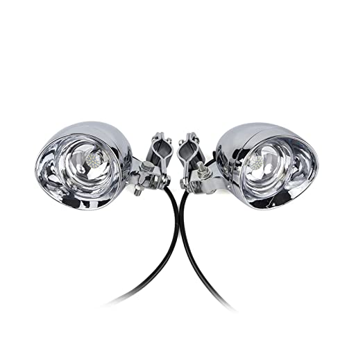 Projecteur antibrouillard LED chrome moto haut de gamme avec pince de fixation