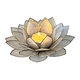 Moonshadow Handmade Capiz Shell Lotus Tea Light Holder, Elegant Flower Design with Natural Translucent Finish, Ideal for Home Decor, Meditation, Weddings & Serene Centerpieces, Natural
