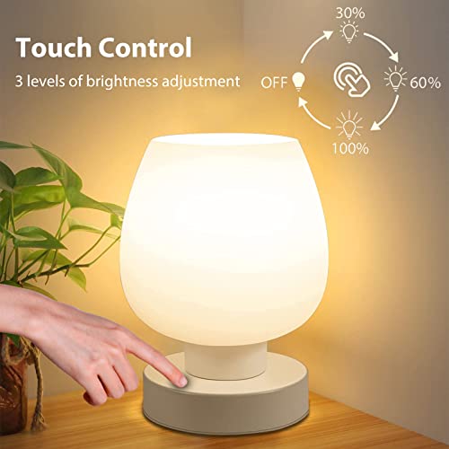 image for Znknthr Touch Bedside Table Lamp, 3 Way Dimmable Bedside Lamp with Whi