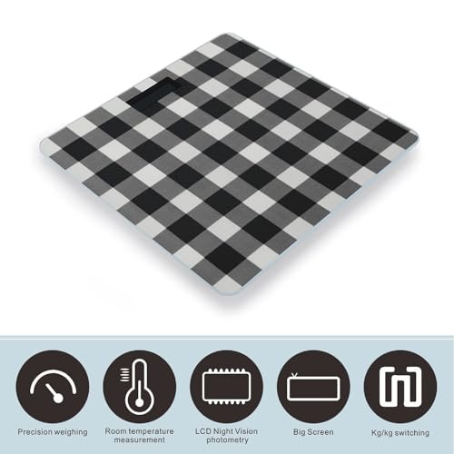 Balanza Digital de Baño a cuadros blanco y negro LCD 400 lb miniatura 3
