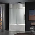 Woodbridge Frameless Bathtub Shower Doors 56-60" Width x 66" Height with 5/16"(8mm) Clear Tempered Glass in Brushed Nickel Finish